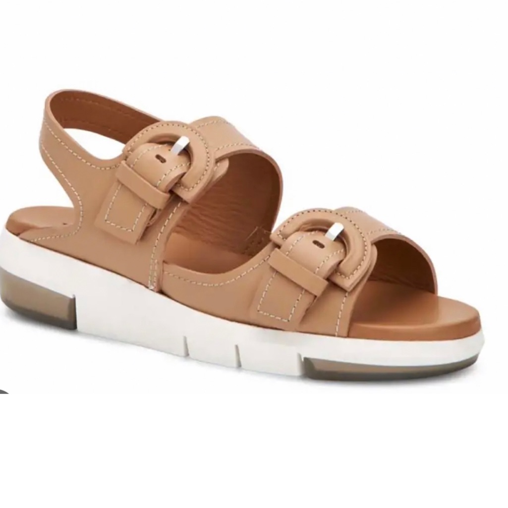 Aquatalia Sydni Khaki Leather Women’s Dual Buckle Sporty Sandal Size 11 Medium